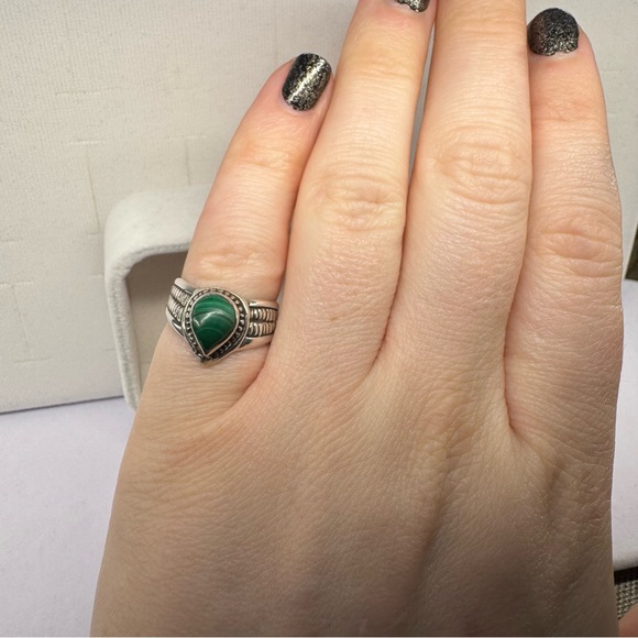 Malachite Vintage 1960s 925 Sterling Silver Ring Size 5.5 - Picture 10 of 12